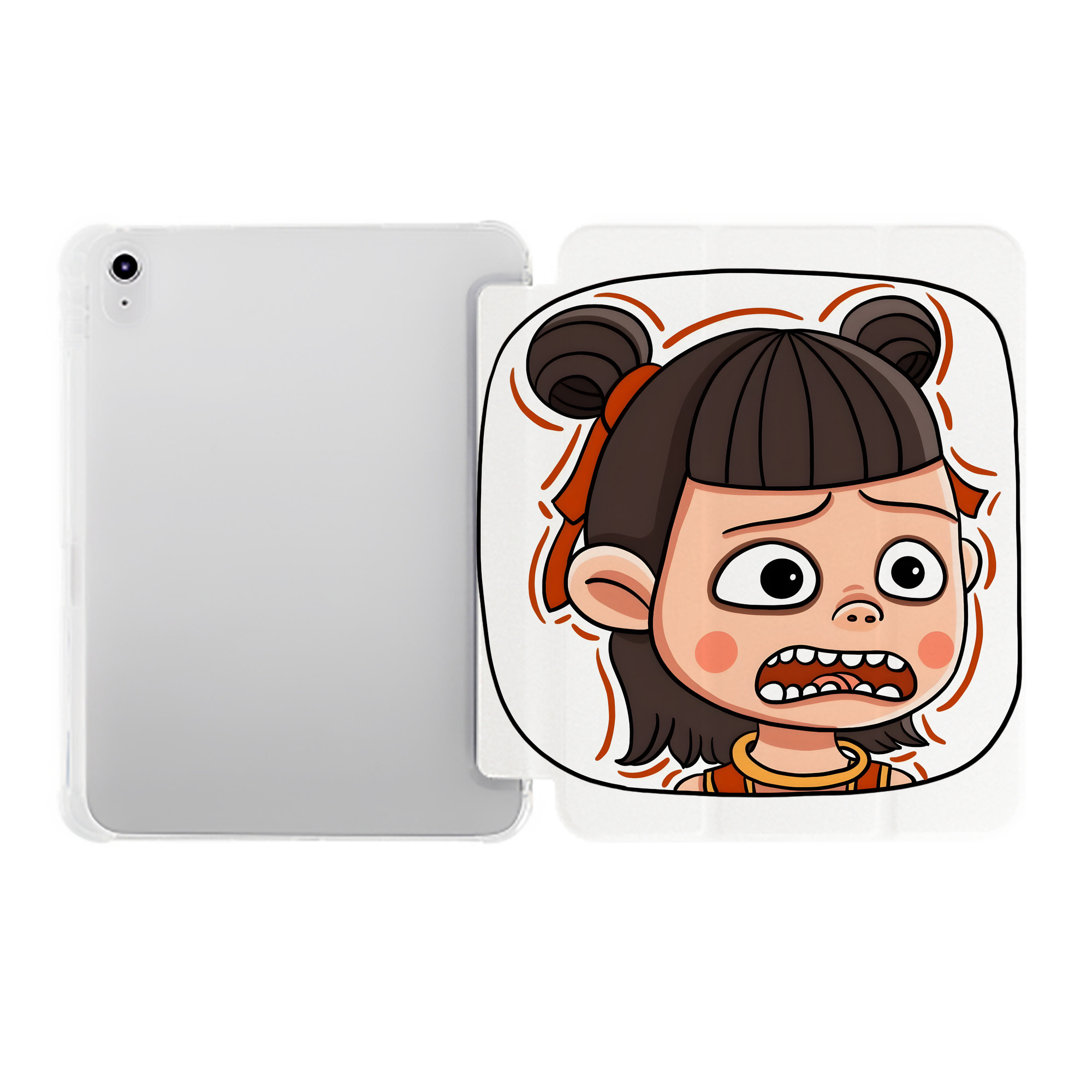 （画像用） Ne Zha 2 ナタ 魔童の大暴れ IPad ケース ペン収納付き 三つ折りスタンド PUレザー×シリコン 対応機種9.5/10.5/10.9インチ